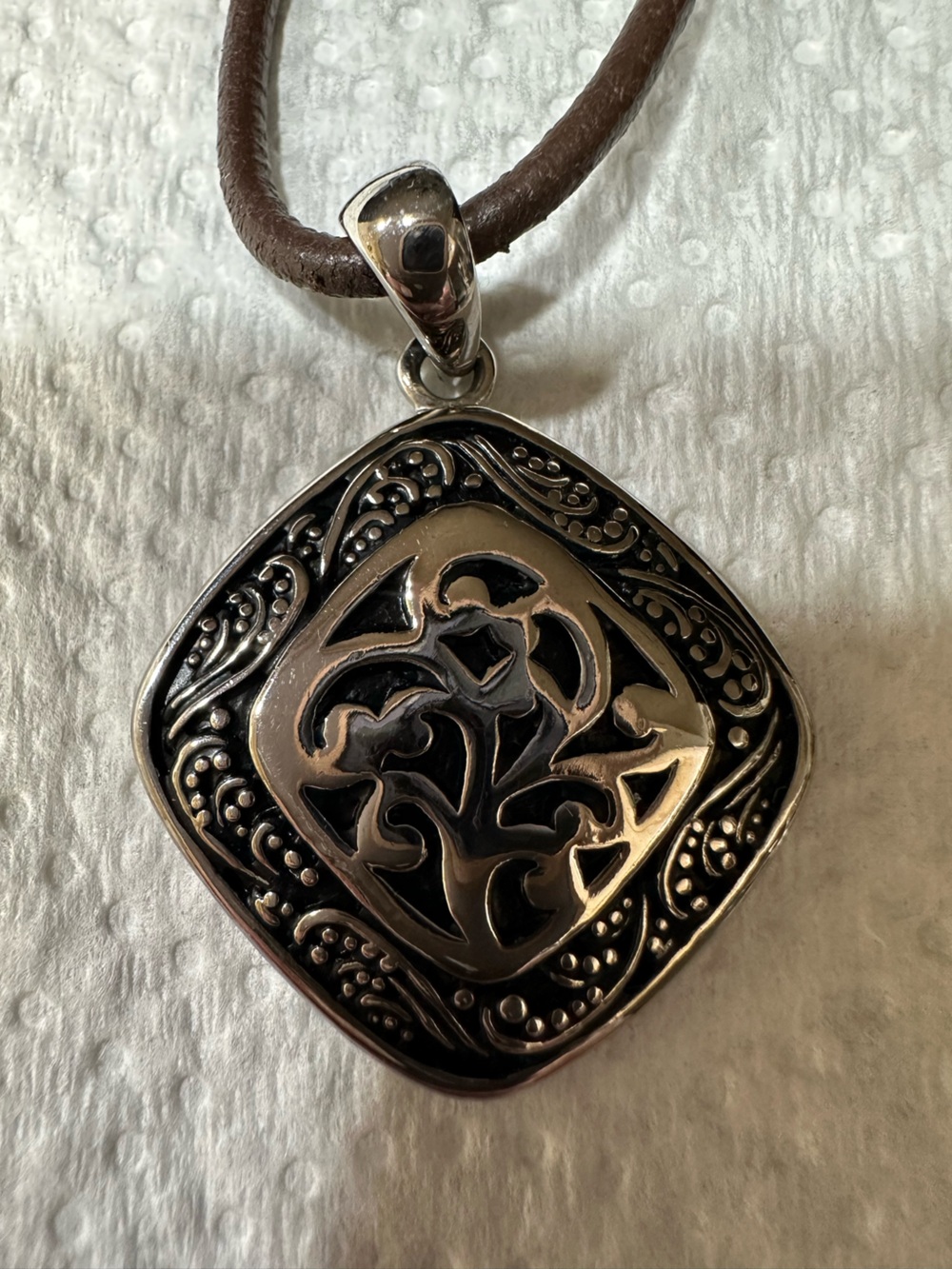 Lia Sophia “Sheridan” silver tone & black enamel pendant necklace